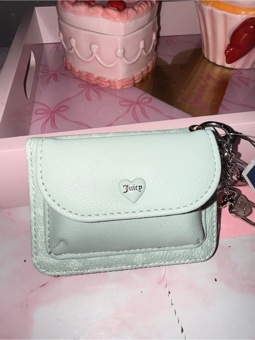 Juicy Couture “The Bubble Pop Dual Sided Card Case” Frosty green